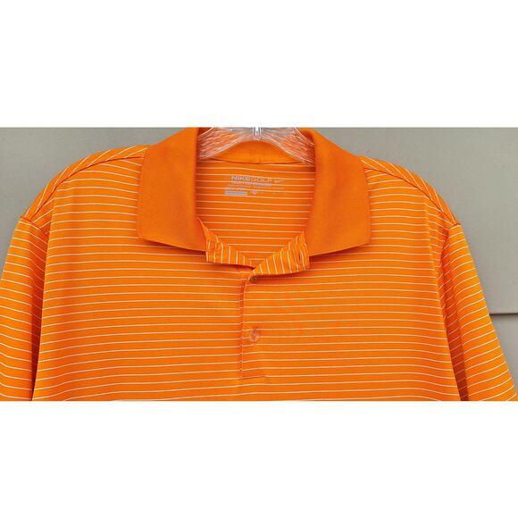 Nike Golf Men's Polo Shirt Tour Performance Orange White Stripes Size M Vacation - Picture 4 of 9